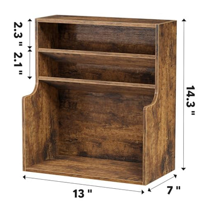 Simple Trending Spice Rack Organizer, 3 Tire Wood Kitchen Counter Spice Rack, Large Counter Seasoning Organizer Storage Shelf for Pantry, Kitchen, 7” W × 14.3” H, Brown