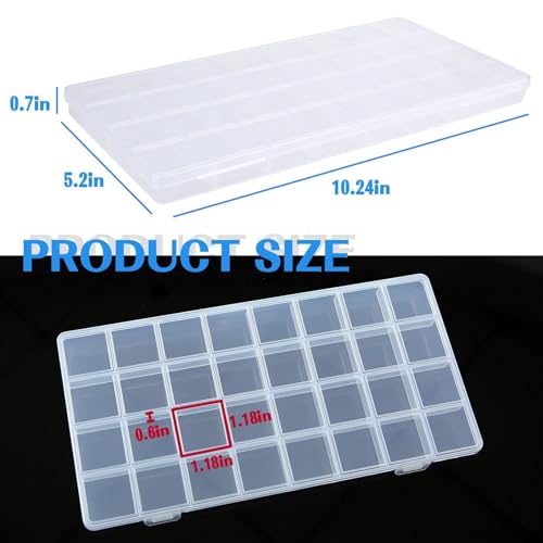 32-Grid Clear Plastic Beads Jewelry Organizer Box Small Parts Storage-2pack - color: 2 pack