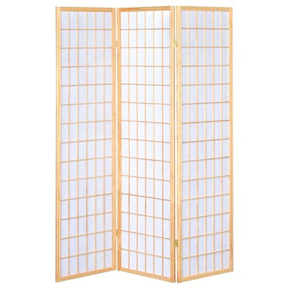 Coaster Home Furnishings - Carrie - Solid Wood - 3-Panel Folding Shoji Screen Room Divider with Linear Grid Design, Metal Hinges and Freestanding Piece - Living Room - Natural Brown - 4621 - color: Natural