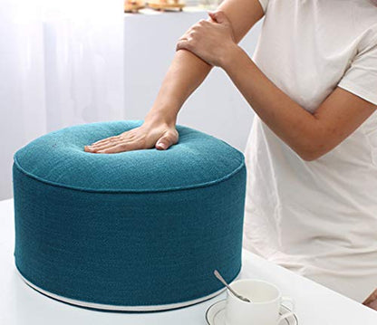 Round Pouf Foot Stools Comfortable Ottoman Floor Seat Cushion Movable Foot Rest Washable Case for Living Room, (Sky Blue) - color: Blue
