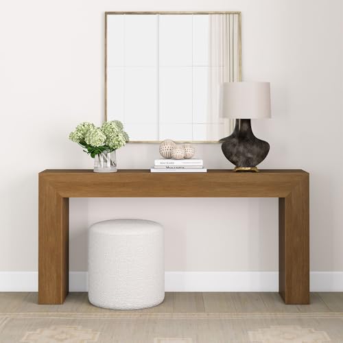 Plank+Beam Grand Console Table, 66 Inch, Pecan Wirebrush | Perfectly Balanced Design, Non-Toxic Finishes, Hassle-Free Setup, Easy Assembly, Solid Wood - color: Pecan Wirebrush, size: 66 Inch without Shelf