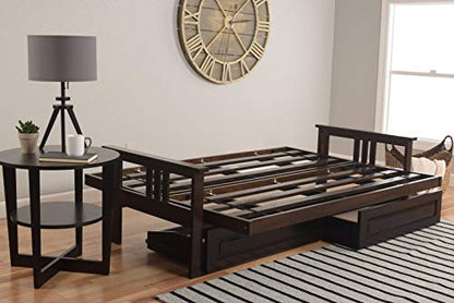 Kodiak Furniture Monterey Futon Set with Storage Drawers, with Espresso Base and Marmont Mocha Mattress - color: Marmont Mocha, size: Drawers Included, style: Espresso Finish