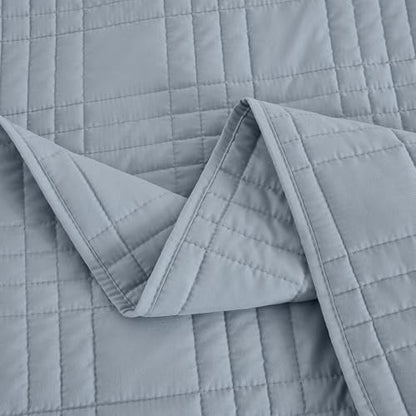 Chezmoi Collection Kingston Queen Size Bedspread Set, 3-Piece Cool Gray Oversized Quilted Microfiber Lightweight Bedspread Coverlet (100"x106") for All Seasons - color: Cool Gray, size: Queen