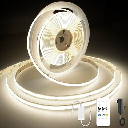AXMOTUT COB LED Strip Light with Remote, Dimmable 24.6FT/7.5M Flexible High Density LED Light,4000K Natural White 2400LEDs Super Bright LED Light Strip CRI 90+ for Bedroom,Kitchen,DIY Home Decoration - size: 4000K/24.6fT