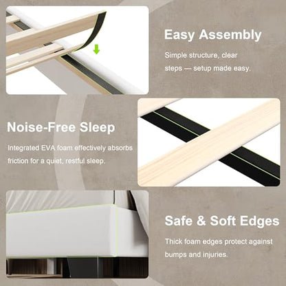 Einhomn Full Size Bed Frame with Headboard, Upholstered Velvet Platform Bedframe with Solid Wooden Slats, Noise-Free, No Box Spring Needed, Easy Assembly, White - color: White, size: Full