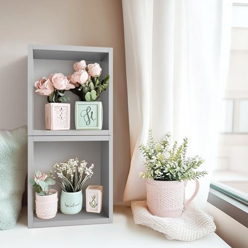 Cube Floating Shelves Set2, Display Shelves Wall Mount 7.75" D x 12.5" W x 12.5" H, (Gray, Square 2 Cubes) - color: Grey, size: Square-Set2