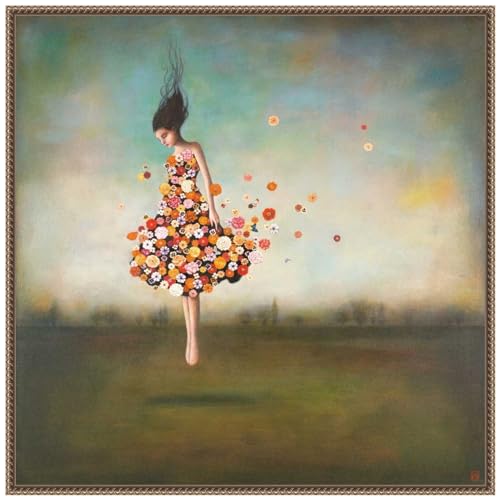 Amanti Art Framed Canvas Wall Art 30x30 Boundlessness in Bloom by Duy Huynh, Framed Wall Art Canvas, Abstract Artwork, Traditional Decor, Large Poster Painting for Living Room, Bedroom, Bathroom, - color: Sylvie Beaded Dark Gold, size: 30"L x 30"W