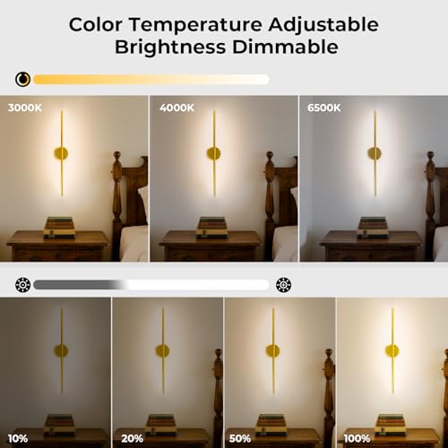 Rechargeable Wall Light Detachable Wireless Dimmable 1 Pack 360°Rotate | Battery Operated Wall Sconce 3000-6500K with Remote Control 10000mAh for Bedroom Living Room 28.3" Gold - color: Gold-Round Base, size: 1 Pack