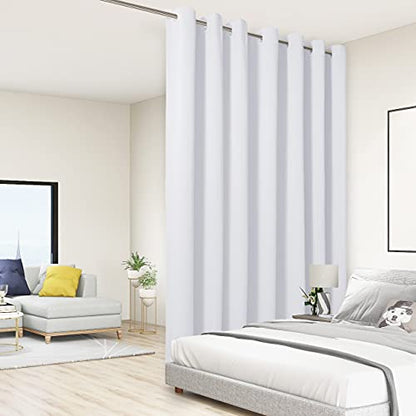 BONZER Room Divider Curtain, Light Reducing Screen Partitions | Wall Wide Thermal Insulated Blackout Curtains for Shared Room, 84L x 108W Inch (7L x 9W ft), 1 Panel, Greyish White - color: Greyish White, size: 108"W x 84"L (Pack of 1)