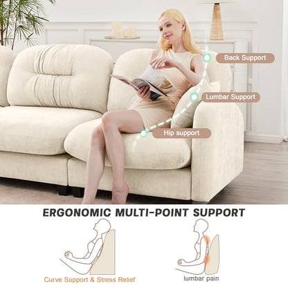 Modular Loveseat Sofa Mini Couch with Premium Chenille Fabric and Tufted Pleated Backrest Flexible Small Couch for Bedroom and Living Room Ergonomic 2-Seater Sofa for Adults and Compact Spaces (Beige) | Sturdy & Durable - color: Beige