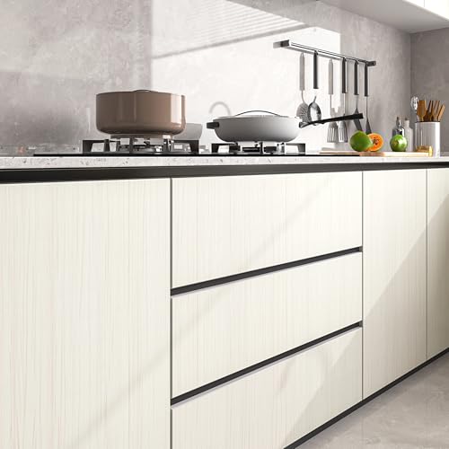 FunStick Thick Beige White Wood Contact Paper for Countertops Cabinets Waterproof Removable White Wood Wallpaper Peel and Stick Countertops Wood Grain Contact Paper for Desk Kitchen Drawers 12"x200" - size: 200" x 12"