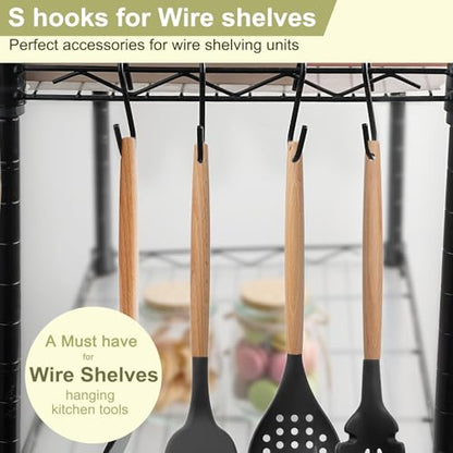 ESFUN 30 Pack 2.4 inches S Hooks for Hanging on Wire Shelves, Black S Shaped Hanging Hooks Hangers Pan Holder Pot Wire Rack Hooks for Kitchenware Spoons Pans Pots Utensils Jeans Bags Towels Plants, - size: 2.4 inch