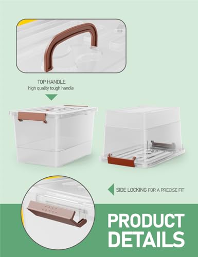 WYT 6 Pack 17qt Clear Plastic Storage Bin with Lid and Latching Buckles, Stackable Tote Organizing Box with Handle - size: 17qt - 6 pack