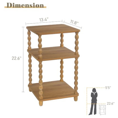 Fultyle End Table, Small Side Table with 3 Tier Open Shelf, Modern Night Stand Accent Table for Small Spaces, Living Room and Office (Caramel Tan) - color: Caramel Tan