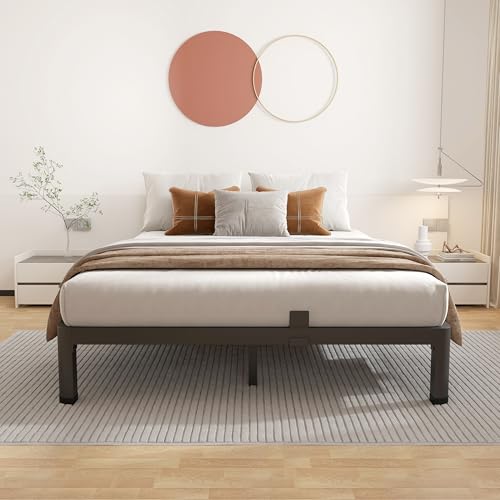 ROIL 10 Inch Queen Bed Frame with Rounded Corner & 4 Mattress Baffles | Easy Assembly, Noise Free, 3500LBS Load Capacity, No Box Spring Needed, Heavy Duty Steel, No Box Spring Needed, Rubber Pads - size: Queen, style: 10 Inch