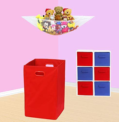 Simple Houseware Foldable Closet Laundry Hamper Basket, Red - color: Red