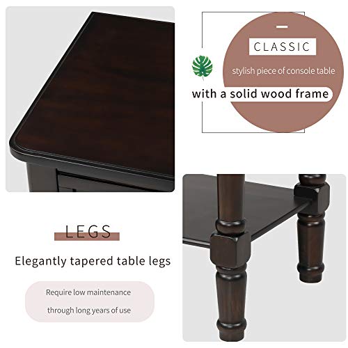 Knocbel Narrow Console Table with 3 Storage Drawers and Bottom Shelf, Entryway Hallway Foyer Slim Sofa Table for Small Spaces, Easy Assembly (Espresso) - color: Espresso