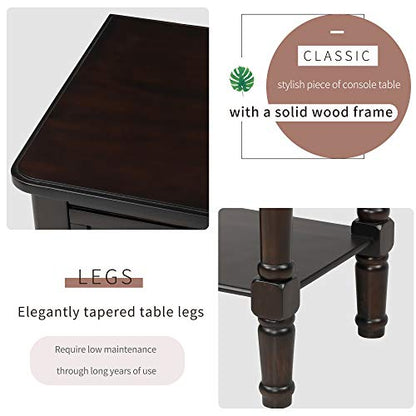 Knocbel Narrow Console Table with 3 Storage Drawers and Bottom Shelf, Entryway Hallway Foyer Slim Sofa Table for Small Spaces, Easy Assembly (Espresso) - color: Espresso