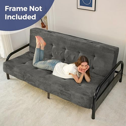 MAXYOYO Foldable Mattress, 8-Inch Tufted Futon Mattress with Handles | Tufted Floor Sofa Bed and Versatile Mattress, Carry Handles for Living Rooms or Guest Rooms, Frame Not Included, Dark Grey - color: Dark Grey