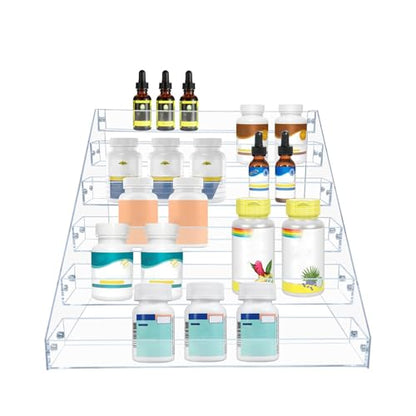 PMMASTO Tiered Spice Rack, Seasoning Organizer, Clear Acrylic Vertical Shelves Can Organizer for Countertop, Cabinet, Pantry, Kitchen Organization and Storage - 6 Tier - size: 6 Tier - inner width 1.93''