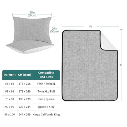 Modern Minimalist Gray Queen Quilt Bedding Set,Summer Quilt Lightweight Quilted Coverlet with 2 Pillow Shams, Country Linen Style 3-Piece Bedspread Quilt Set for All Season - size: Queen