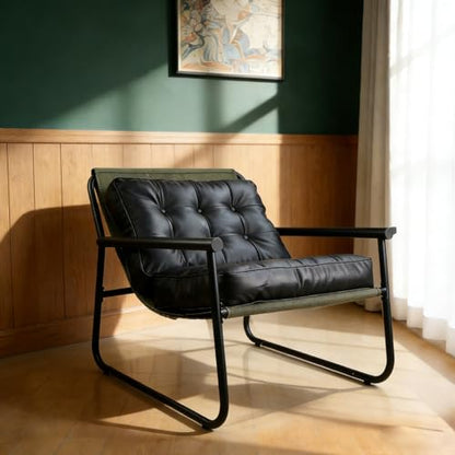 Lightdot Modern Accent Chair Heavy Duty Sturdy Armchair Green Fabric Lounge Chair Ergonomic Design Upholstered Comfy Leisure Chair with Large Frame Suit for Living Room/Bedroom - color: Green