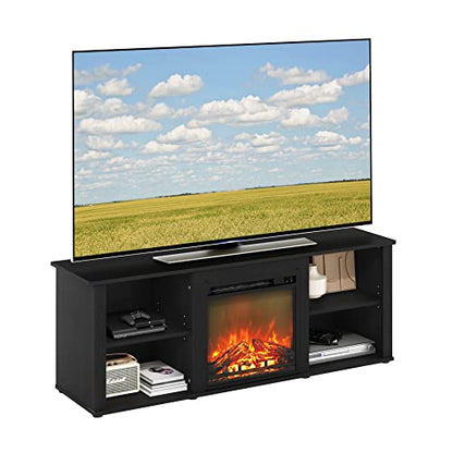 Furinno Classic 60 Inch TV Stand with Fireplace, Americano - color: Americano, size: 60-Inch