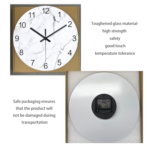 Marble Glass Wall Clocks Battery Operated 16 Inch | Big White Abstract Modern Analog Wall Clocks for Living Room Office Dining Room Silent Non Ticking Wall Clock - color: White1, size: 16 Inch