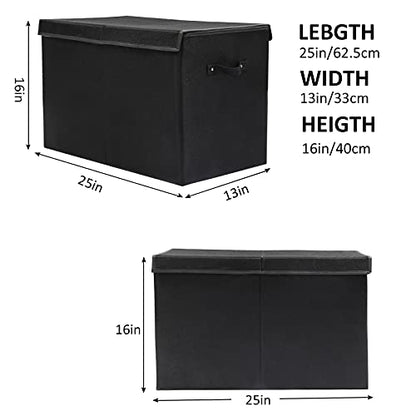 122L Large Toy Box Chest Storage with Lid, Collapsible Kids Toy Storage | Toy Chest with with Removable Divider for Kids, Boys, Girls, Nursery, Living Room, Bedroom, 26"x17" x17" (Linen Black) - color: Large Black