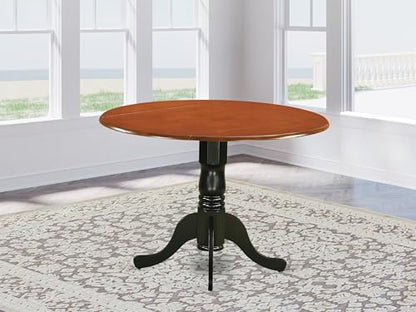 East West Furniture DLT-BCH-TP Dublin Kitchen Dining Table - a Round Wooden Table Top with Dropleaf & Pedestal Base, 42x42 Inch, Black & Cherry - color: Black & Cherry