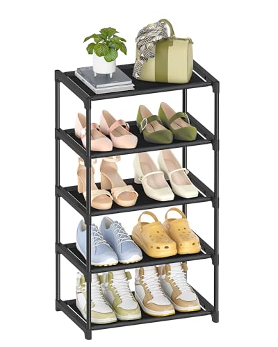 Autonomier 5-Tier Extra Small Shoe Rack (16.3" Wide), Narrow Space-Saving | Non-Woven Fabric Lightweight Shoe Organizer for Small Spaces, Closet, Front Door, Entryway, Kids/Toddler/Adults - size: 5-Tier