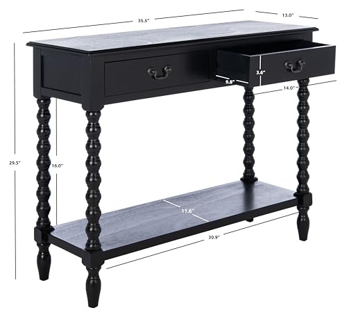 SAFAVIEH Furniture - Athena 2-Drawer Console Table - Black - Solid Wood - Farmhouse Classic Design - Ideal for Entryway, Living Room, Hallway, 35.5" W x 13" D x 29.5" H (CNS5702B) - color: Black