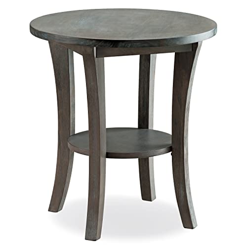 Leick Home 10302-RG Rustic Wire Brushed Driftwood Round Side Table with Shelf, Rustic Gray - color: Rustic Gray
