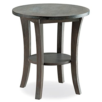Leick Home 10302-RG Rustic Wire Brushed Driftwood Round Side Table with Shelf, Rustic Gray - color: Rustic Gray