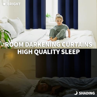 BGment Blackout Curtains for Bedroom - Grommet Thermal Insulated Room Darkening Curtains for Living Room, Set of 2 Panels (38 x 84 Inch, Navy Blue) | Grommet Top, Black Out, Room Darkening, Sunblock, Thermal Insulated, Window Drapes for Bedroom, 38x84 Inc