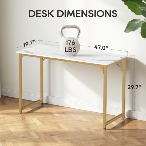 BestOffice Computer Desk,Home Office Desk, Modern Simple Style for Home Office Study Writing (Gold, 47 Inch) - color: Gold, size: 47 Inch