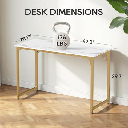 BestOffice Computer Desk,Home Office Desk, Modern Simple Style for Home Office Study Writing (Gold, 47 Inch) - color: Gold, size: 47 Inch