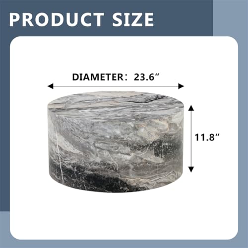 Round Coffee Table Living Room Table - Modern Faux Marble Design with Wood Accents in Grey,No Assembly Required - Ready to Use,Space-Saving - color: 24'' Marble Gray, size: 24'' Round Coffee Table