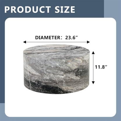 Round Coffee Table Living Room Table - Modern Faux Marble Design with Wood Accents in Grey,No Assembly Required - Ready to Use,Space-Saving - color: 24'' Marble Gray, size: 24'' Round Coffee Table