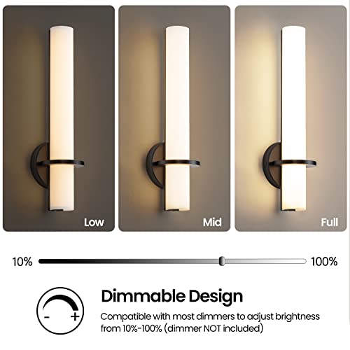 AIJIASI 18 Inch Wall Sconces Set of Two, Black Bathroom Sconces 18W 2700K-5000K LED Dimmable Modern Wall Sconces with Acrylic Shade for Bedroom Living Room Hallway Stairway - color: Black, size: Hardwired (18in-2pcs)