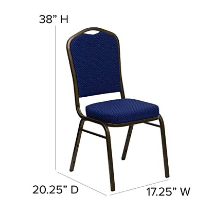 Flash Furniture Hercules Crown Back Stackable Banquet Chair, Navy Blue | Gold Vein Frame, Fabric Upholstery - color: Navy Blue Patterned Fabric/Gold Vein Frame, size: Set of 1