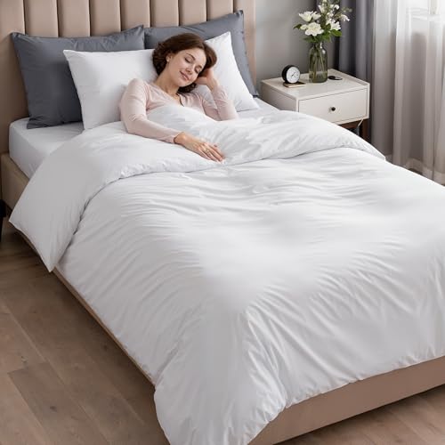 Utopia Bedding Duvet Cover Twin with Fitted Sheet (39x75) - 2 Pillow Case (20x30)- All Season Luxury Bed in a Bag with Zippered Duvet Cover - No Comforter (White) - color: White, size: Twin - Duvet Cover with Fitted Sheet