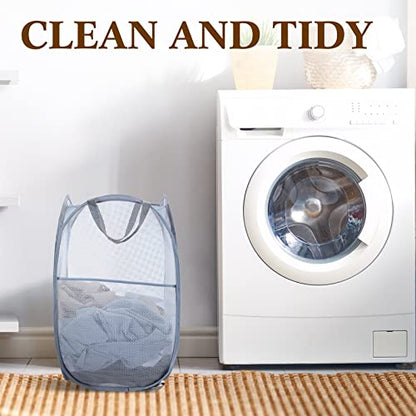 Gejoy 16 Pcs Mesh Pop up Laundry Hamper Bulk Collapsible Laundry Basket Large Foldable Clothes Hamper with Handles Ideal for Kids Adults, College Dorm, Travel, Hotel, 14. 1 x 22. 8 Inch