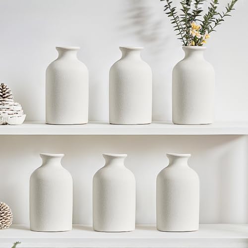 Modern White Small Ceramic Vase Set of 12 for Living Room Bedroom 4.72'' Minimalist Fresh Flower Vases for Home Decor Office Centerpieces Fireplace Nordic Style Gift for Fake Plant 12 Pack - color: 12 Pack White - Style 4