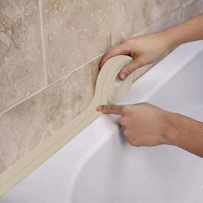 2 Rolls Caulk Tape Self Adhesive, Almond Waterproof Caulking Strip Peel & Stick Wallpaper Floor Tile Toilet Bowl Gel Bathroom Kitchen Wall Decor, A Simple & Effective Solution for Sealing & Trimming - style: Almond