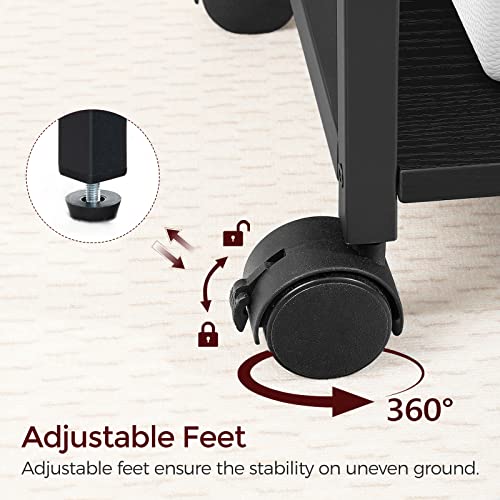 MAHANCRIS Industrial Printer Cart, 3-Tier Mobile Printer Stand, Rolling Cart with Power Outlets and USB Ports, Home Printer Stand with 2 Hooks, for Office, Living Room, Black PTHB40E01 - color: Black