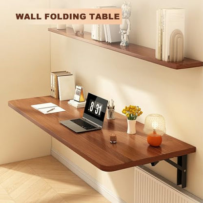 Fold Down Wall Mounted Desk for Office, Home, Kitchen - Floating Desk, Fold Down Table, Folding Wall Shelf - Space Saving Solution - color: White, size: 9.4x23.6in/24x60cm
