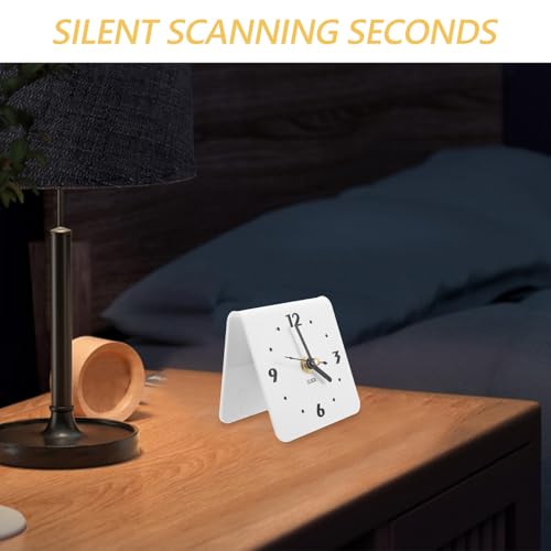 Silent Acrylic Table Clock Modern Minimalist Battery Operated Desk Clock for Bedrooms Smooth Sweeping Hand for Light Sleepers and Couples
