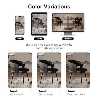 Dining Chairs Set of 2, Modern Upholstered Faux Leather Kitchen Chairs with Curved Back, Easy to Assemble & Clean for Dining Room, Restaurant, Cafe, Black | Faux Leather Upholstery, Curved Back, Metal Legs, Easy Clean, Dining Room, Kitchen, Breakfast Nook