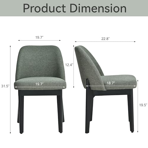 VKNOW Upholstered Wood Dining Chairs Set of 4 with Modern Fabric, Green | Modern Dining Room Chairs with Wood Legs, Kitchen Chairs for Restaurant, Living Room, No Wobble - color: Green-black Leg, size: 4 PCS